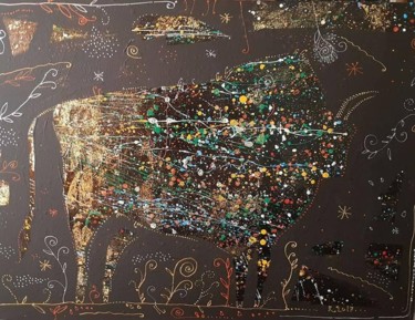 Картина под названием "Бык" - Филипп Казак, Подлинное произведение искусства, Акрил