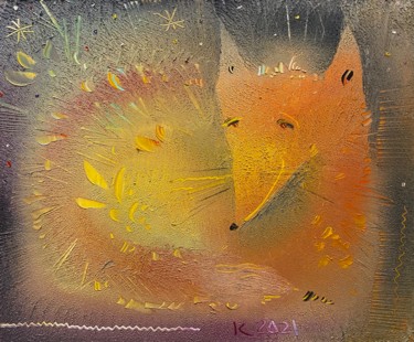 Painting titled "Fox" by Filipp Kazak, Original Artwork, Oil