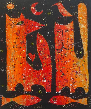 Pittura intitolato "Sweet couple." da Filipp Kazak, Opera d'arte originale, Acrilico
