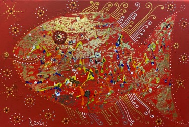 Painting titled "Красная рыбка" by Filipp Kazak, Original Artwork, Acrylic