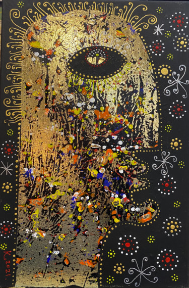Peinture intitulée "Золотая голова" par Filipp Kazak, Œuvre d'art originale, Acrylique
