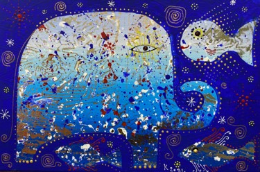 Картина под названием "Разговор с рыбкой" - Филипп Казак, Подлинное произведение искусства, Акрил