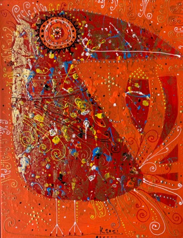 Картина под названием "Важная птица" - Филипп Казак, Подлинное произведение искусства, Акрил