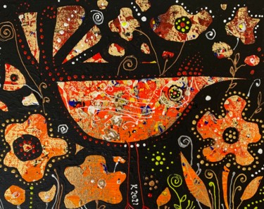 Pintura intitulada "Птичка невеличка" por Filipp Kazak, Obras de arte originais, Acrílico