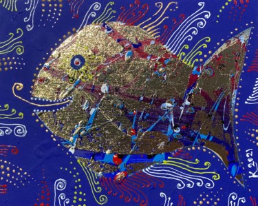 Pittura intitolato "Рыбка золотая" da Filipp Kazak, Opera d'arte originale, Acrilico