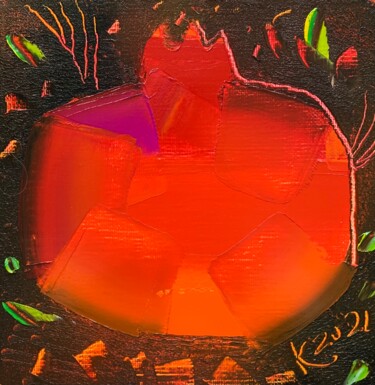 Картина под названием "Красный гранатик" - Филипп Казак, Подлинное произведение искусства, Масло