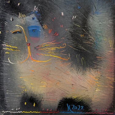 Malarstwo zatytułowany „Серый котик” autorstwa Филипп Казак, Oryginalna praca, Olej
