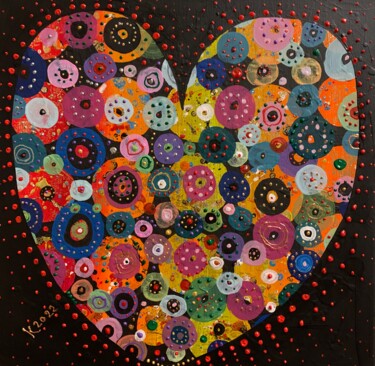 Schilderij getiteld "Большое сердце" door Filipp Kazak, Origineel Kunstwerk, Acryl