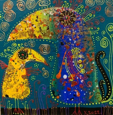 Картина под названием "Папа и сын" - Филипп Казак, Подлинное произведение искусства, Акрил Установлен на Деревянная рама для…