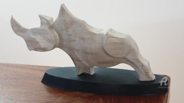 Pintura intitulada "Rinoceronte" por Filcaps, Obras de arte originais, Pedra