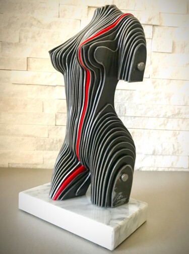 Leggiadra (Linea Rossa) Sculpture titled "Leggiadra (Linea Ro…" by Filippo Pietro Castrovinci, Original Art, Metals