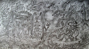 Disegno intitolato "Мир образов планеты…" da Victor Filippsky, Opera d'arte originale, Matita
