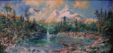 Peinture intitulée "Горный пейзаж." par Victor Filippsky, Œuvre d'art originale, Huile