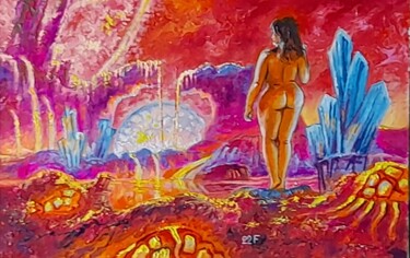 Schilderij getiteld "Планета голубых кри…" door Victor Filippsky, Origineel Kunstwerk, Olie