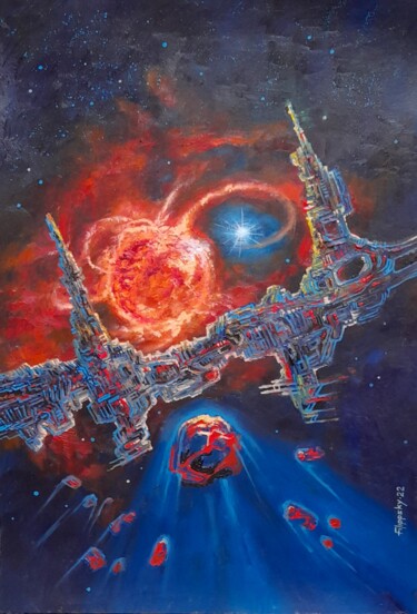 Peinture intitulée "Космический форпост." par Victor Filippsky, Œuvre d'art originale, Huile