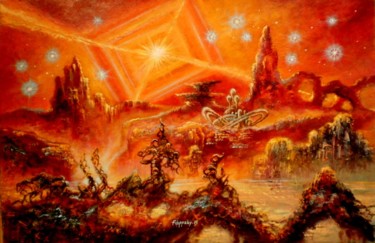 Картина под названием "Туманность "Красный…" - Victor Filippsky, Подлинное произведение искусства, Масло