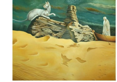 Painting titled "Sphinx and Kharon" by Igor Lysenko, Original Artwork, Oil