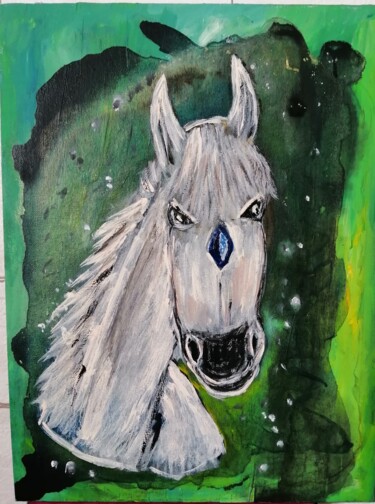 Картина под названием "White Horse" - Filius Kasimov, Подлинное произведение искусства, Акрил