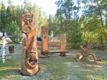 Sculpture intitulée "Песня старого забор…" par Vladimir Filatov, Œuvre d'art originale