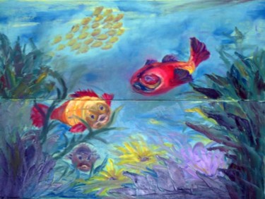 Peinture intitulée "drôles de poissons!" par Filo, Œuvre d'art originale