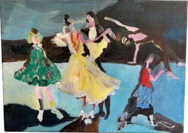 Pittura intitolato "Dança" da Filomena Carmo Pinto, Opera d'arte originale, Acrilico Montato su Telaio per barella in legno