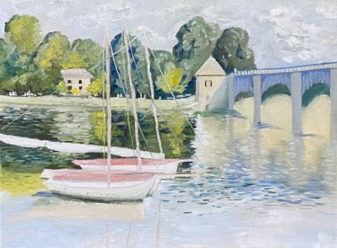 Painting titled "The bridge" by Filonenko Liliia, Original Artwork, Oil