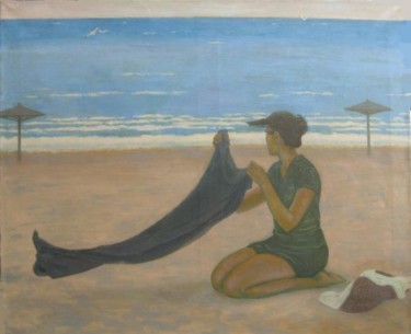 Картина под названием "На пляже" - Evgeniya Filonenko, Подлинное произведение искусства, Масло