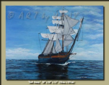 Painting titled "Sail Away Marine Art" by Veny, Original Artwork, Oil