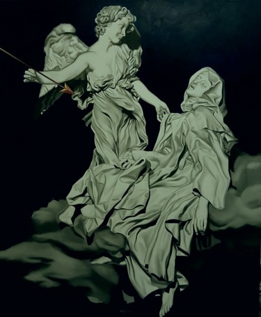 绘画 标题为“TERESA AND THE ANGEL” 由Luigi Maria De Rubeis, 原创艺术品, 油