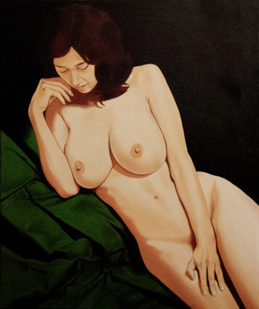 Painting titled "NAKED GREEN" by Luigi Maria De Rubeis, Original Artwork, Oil