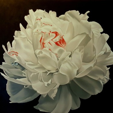 Painting titled "PINK PEONY 2" by Luigi Maria De Rubeis, Original Artwork, Oil