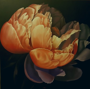 Schilderij getiteld "PEONY IN LOVE" door Luigi Maria De Rubeis, Origineel Kunstwerk, Olie