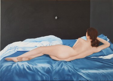 Painting titled "NUDE WOMAN AND FATI…" by Luigi Maria De Rubeis, Original Artwork, Oil