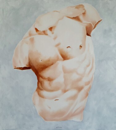 Malerei mit dem Titel "TORSO STUDY OF MAN" von Luigi Maria De Rubeis, Original-Kunstwerk, Öl
