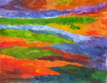 Painting titled "Volcano" by Juliette Shen, Original Artwork, Oil