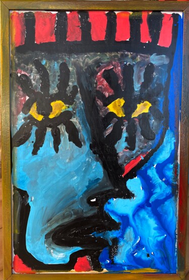 Painting titled "Totem" by Finestrelle Film Production, Original Artwork, Tempera Mounted on Other rigid panel