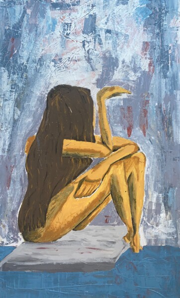 Painting titled "Sittin On (The Dock…" by Finie Odrien Carsten, Original Artwork, Acrylic