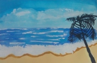 Painting titled "THE VIRGIN BEACH" by Israel Correa, Original Artwork, Watercolor