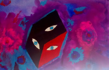 Pintura intitulada "The Cube" por Israel Correa, Obras de arte originais, Aquarela