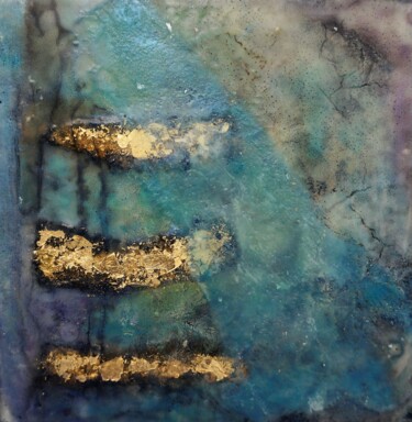 Malarstwo zatytułowany „Blue and gold” autorstwa Finy Pijnenburg, Oryginalna praca, Enkaustyczny