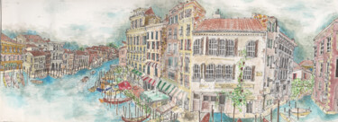 Dibujo titulada "Venise, panorama de…" por Studio Figi, Obra de arte original, Acuarela