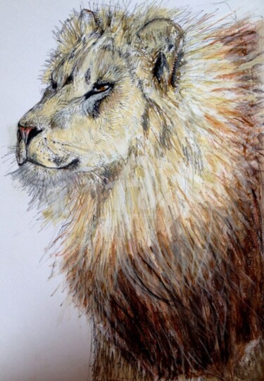 Dessin intitulée "Lion" par Studio Figi, Œuvre d'art originale