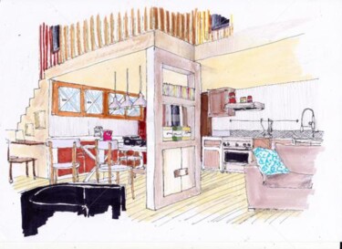 Drawing titled "loft" by Studio Figi, Original Artwork, Other