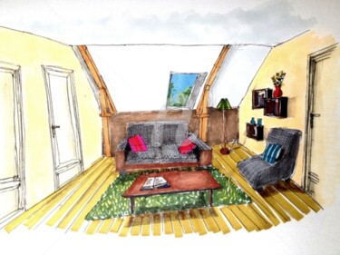 Tekening getiteld "salon2" door Studio Figi, Origineel Kunstwerk, Anders