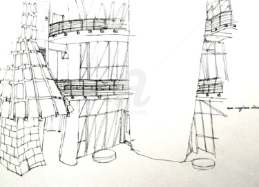Tekening getiteld "Guggenheim Bilbao" door Studio Figi, Origineel Kunstwerk, Anders