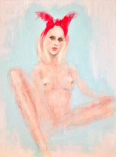 Painting titled "Girl in red bow - S…" by Fiona Maclean, Original Artwork, Oil