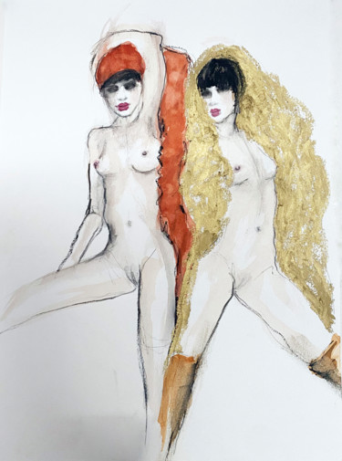 Malerei mit dem Titel "Homage to Egon Schi…" von Fiona Maclean, Original-Kunstwerk, Gouache