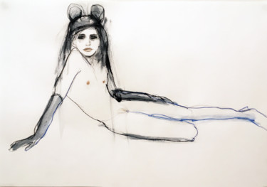 Dessin intitulée "Girl with mickey mo…" par Fiona Maclean, Œuvre d'art originale, Crayon