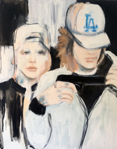 Painting titled "LA Boys" by Fiona Maclean, Original Artwork, Oil