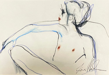 Рисунок под названием "Girl in bath - III" - Fiona Maclean, Подлинное произведение искусства, Карандаш